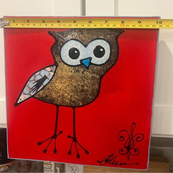 Owl art collage painting